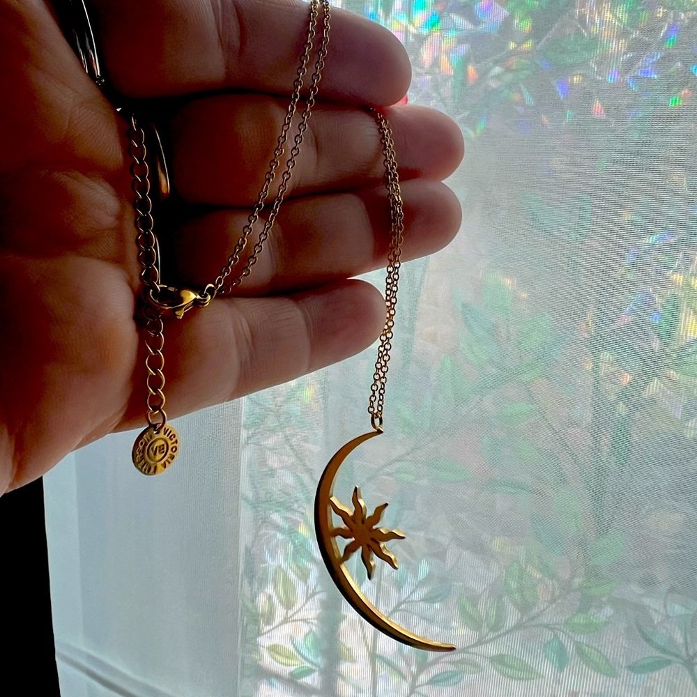 Gold Crescent Moon Necklace Victoria Emerson